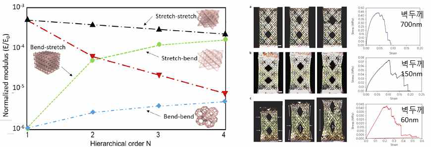 계층 수준에 따른 다공성 구조체의 기계물성 변화