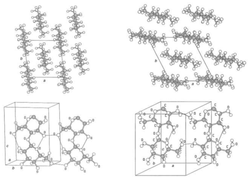 셀룰로즈의 결정구조 (a) cellulose Iβ, (b) cellulose II