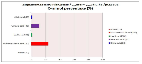 PCA 생산균주의 C-mmol percentage