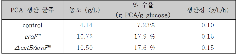C. glutamicum PCA 생산 균주 생산성평가
