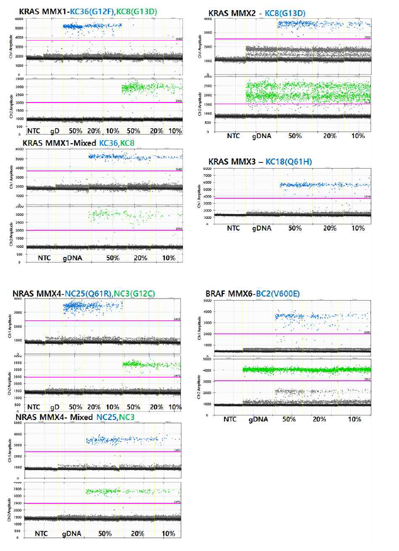 KRAS, NRAS, BRAF positive control의 mutant frequency 확인