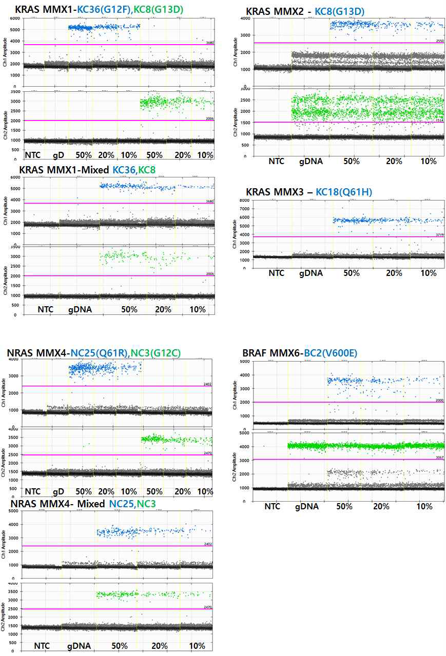 KRAS, NRAS, BRAF positive control의 mutant frequency 확인