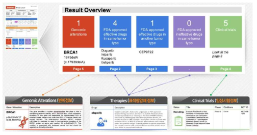 암 유전변이 검사 결과 리포트 예시