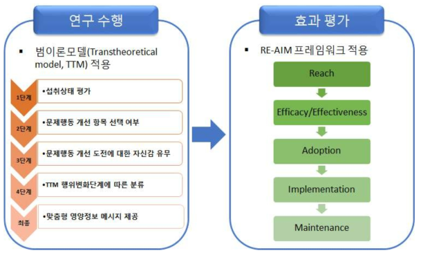 범이론모델과 RE-AIM 프레임워크를 병합한 연구 수행 및 효과 평가