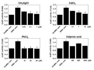 분화된 SH-SY5Y cell에서 발생신경독성 유발 물질 처리에 따른 Acetylcholine esterase activity 대한 영향