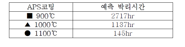 APS 코팅의 예측 박리시간