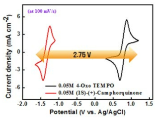 4-Oxo TEMPO/(1S)-(+)-Camphorquinone의 순환 전압-전류 그래프