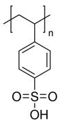 Sulfonated polystyrene 화학구조(DS = 100, 분자량= ∼75,000).