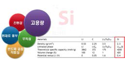 고용량 Li 이차 전지용 실리콘 음극재