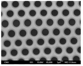 SEM image of surface morphology after E-Beam irradiation