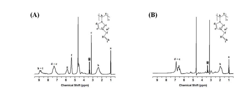 (A) : P1_3 와 (B) : P1_3_10의 1H-NMR 분석