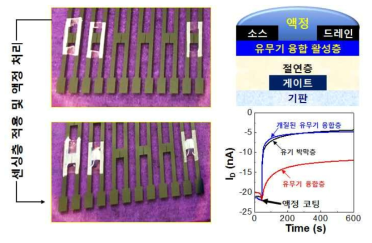 유무기 융합 기반 어레이 소자에 액정적용 실험 결과