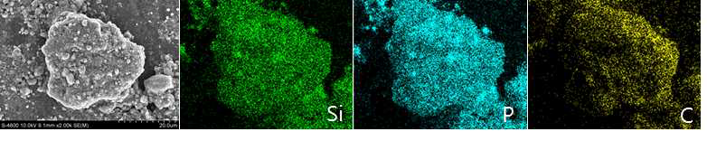 SiP2/C composite의 Mapping 분석결과