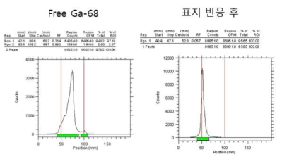DFO가 컨쥬게이션 된 덱스트란 나노입자의 Ga-68 표지에 관한 Radio_TLC 결과