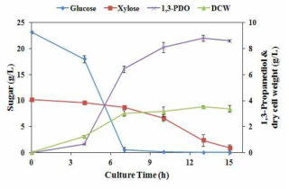 1,3-Propanediol production from corn stover hydrolysate under basal condition