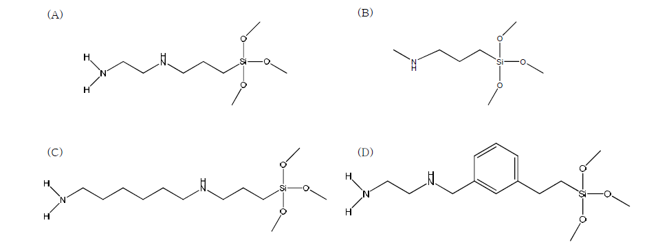 다양한 aminosilane의 구조.