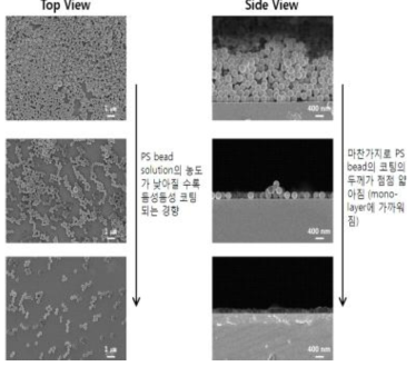 PS의 농도별 코팅 경향 test