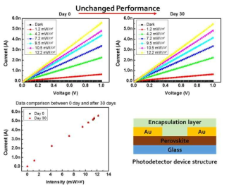 Encapsulation 고분자 복합박막 적용 후 Photodetector 안정성 분석