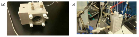 (a) Yang group과 (b) Jaramillo group의 전반적인 인공광합성 test system 구성