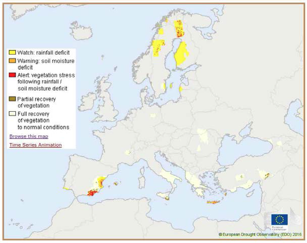 EDO를 통한 유럽 전역의 가뭄 모니터링