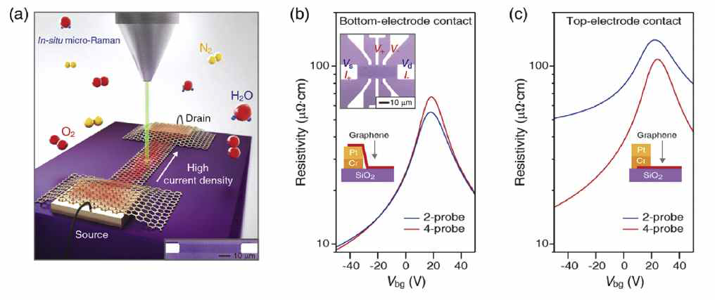 주변 환경 아래에서 원-위치 마이크로 라만 측정을 통한 단일 그래핀 의 마이크로 채널 모식도