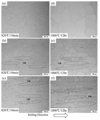 optical micrographs of each alloy after different solution treatments