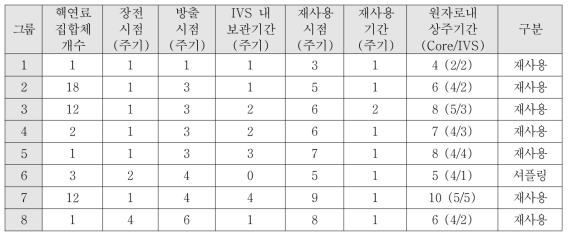 재장전 핵연료 분류에 따른 원자로 용기 내 핵연료집합체의 상주 기간