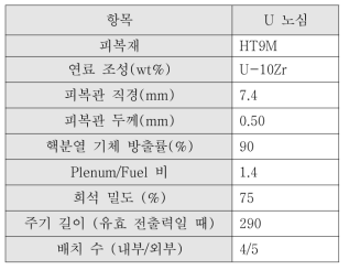 초기 노심 예비 설계 제원