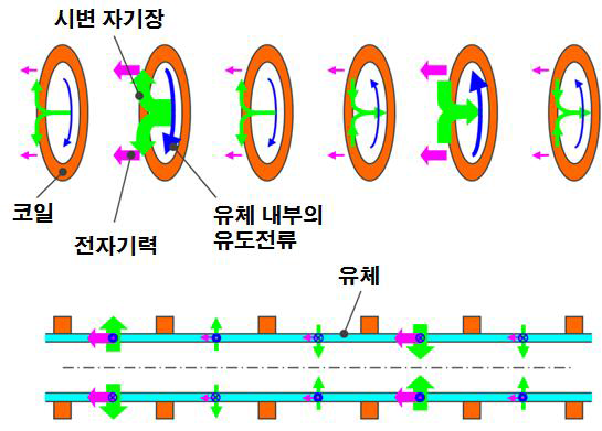 환단면 선형유도 전자펌프의 원리