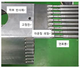 하부 반사체/마운팅 레일/연료봉 조립 형상