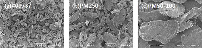 Fe 원료분말의 표면형상관찰 결과