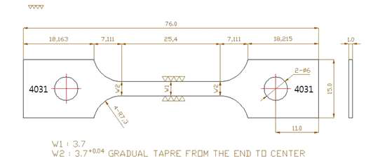 Geometry of tensile specimen