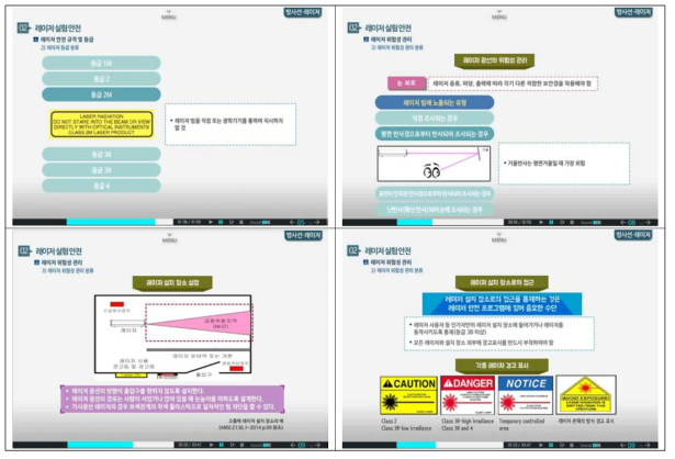 방사선레이저 2차시(레이저 실험 안전) 학습 화면