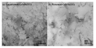 TEM plan view image of general(usingbuffer) and LEPS grown GaN/Si epitaxy