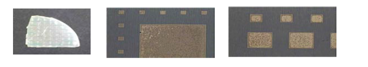 LLO 후 사파이어 분리된 sample 사진(좌)과 HCl 처리 후 표면사진 (우)