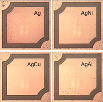 Ag 및 Ag-alloy 전극을 각각 적용한 후 열처리한 LED 이미지