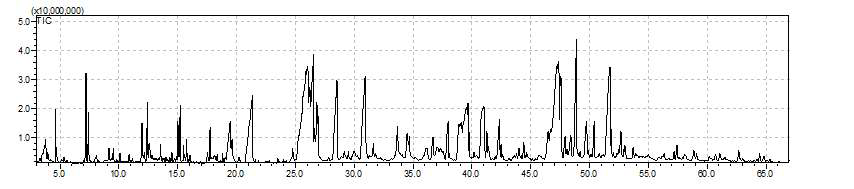 확립된 분석조건을 적용한 소청룡탕 추출물의 Total Ion Chromatogram(TIC)