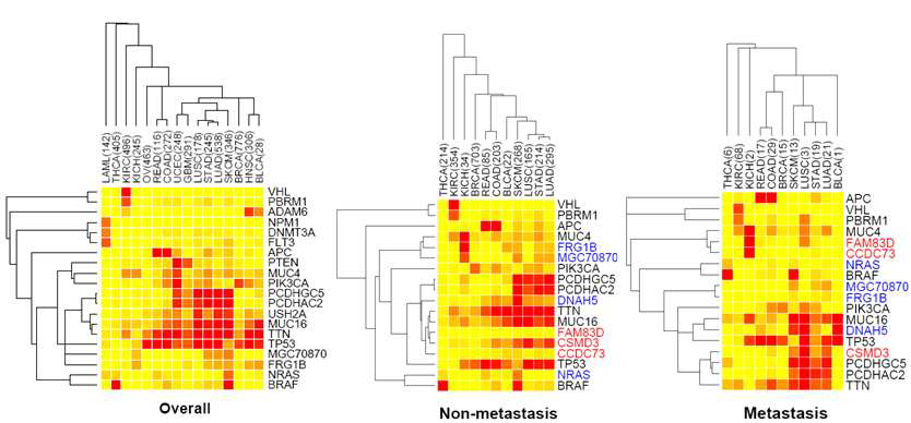 Lineage dependent frequency of major mutant genes