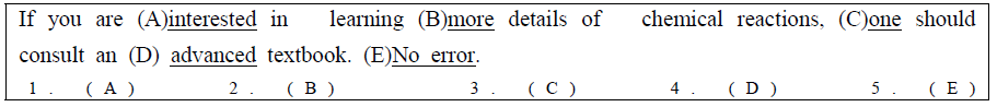 An example of error identification question