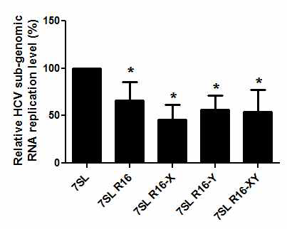 Inhibition of HCV genotype 1b HCVreplicon replication by NS5B RNA aptamer