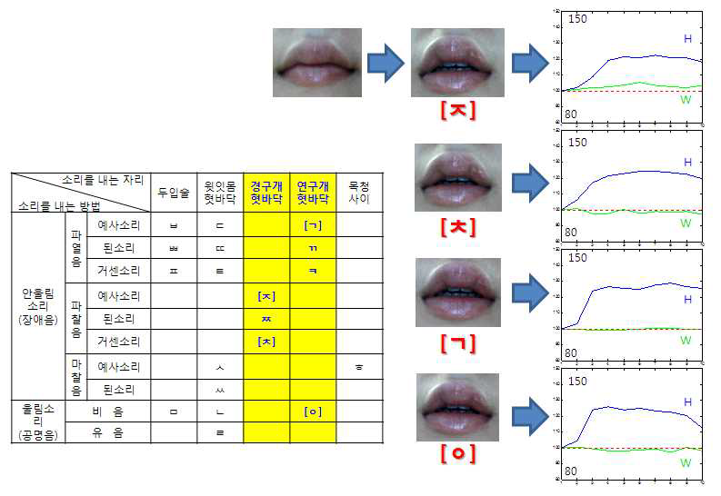 경구개∙혓바닥, 연구개∙혓바닥을 사용하는 자음에 대한 패턴변화.