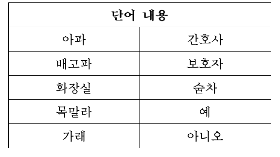 환자용 단어구성