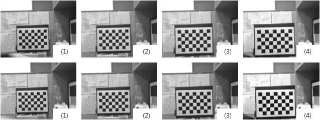 보정에 사용된 체크보드의 스테레오 영상들