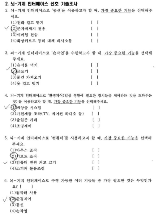 4가지 의도 분류 시스템을 이용한 설문 문항의 예시