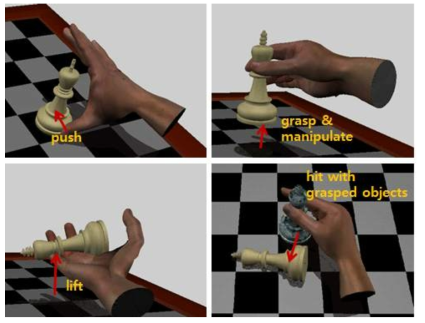 손을 이용한 다양한 물체 상호 작용
