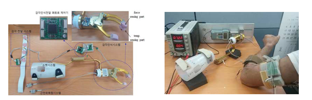 Prosthesis 기반 감각인식전달 폐회로 시스템 시제품(좌) 및 사용성 평가(우)