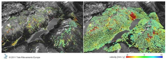 이탈리아 산간 지역의 PSInSAR와 SqueeSAR를 적용한 결과