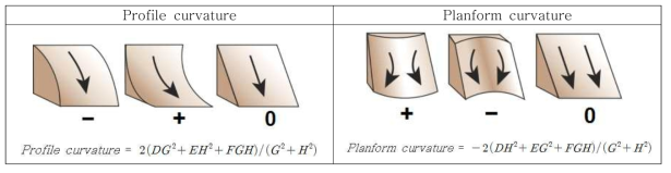 Profile curvature and Planform curvature