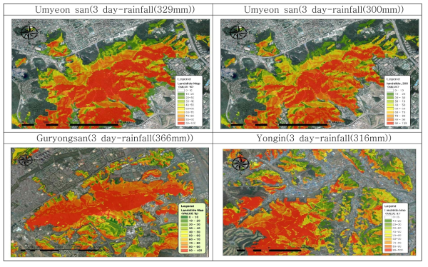 Landslides map of rhe rainfall