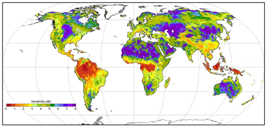 전세계적인 토양수분 민감도